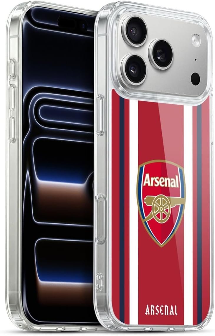 Arsenal FC Home 2021/22 Crest Kit Gel Case [Military Grade Protection] Compatible with Apple iPhone 17